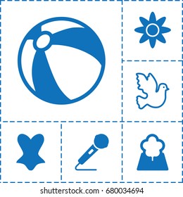 Pattern icon. set of 6 pattern filled and outline icons such as beach ball, corset, microphone, tree, flower