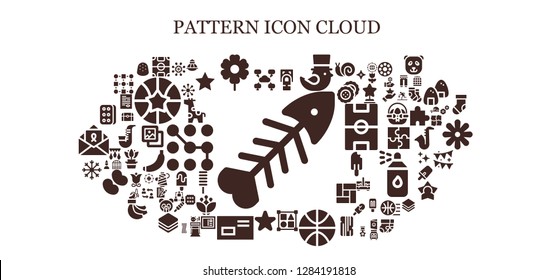  pattern icon set. 93 filled pattern icons. Simple modern icons about  - Fishbone, Network, Football field, Flower, Fingerprint scan, Saint Patrick, Shapes, Basketball, Star, Letter