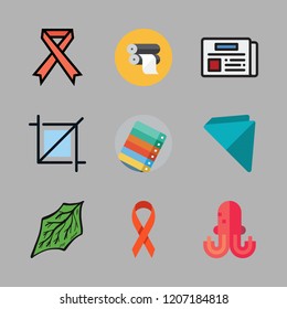 pattern icon set. vector set about leaf, ribbon, octopus and graphic tool icons set.
