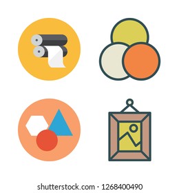 pattern icon set. vector set about geometry, frame, paper roll and color palette icons set.