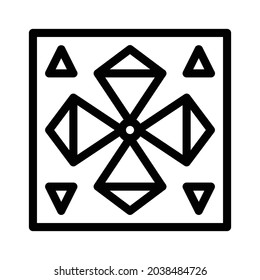 Pattern icon, tile icon, floor icon and ornament icon. Black and white.