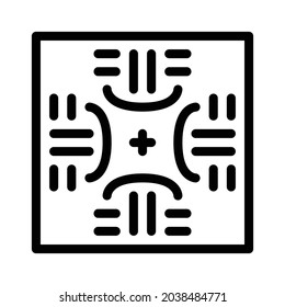 Pattern icon, tile icon, floor icon and ornament icon. Black and white.
