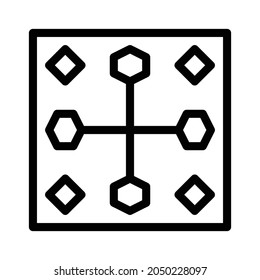 Pattern icon, tile icon, floor icon and ornament icon. Black and white.