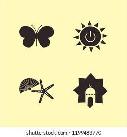 pattern icon. pattern vector icons set solar power, islamic mosque, shell starfish and butterfly