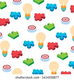 pattern of icons business idea on white background vector illustration design