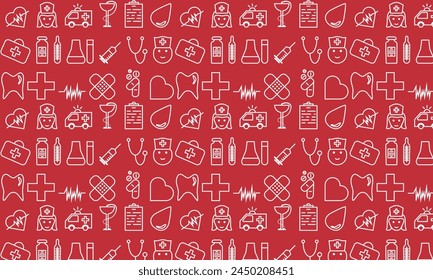 Pattern with Icons of Medicines, Tools and Equipment