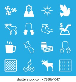 Pattern icons set. set of 16 pattern filled and outline icons such as moose, mug, baby mitten, mathematical square, tree, flower, field, hair barrette, socks, star