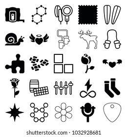 Pattern icons. set of 25 editable filled and outline pattern icons such as measure tape, socks, rose, heart angel wings, microphone, flower, brick wall, baby mitten