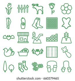 Pattern icons set. set of 25 pattern outline icons such as moose, field, baby mitten, beauty salon, hair barrette, laundry, socks, tights, corset, mittens, mathematical square