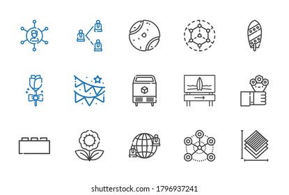 pattern icons set. Collection of pattern with layers, network, flower, bricks, flowers, surfboard, ice, garland, rose, modeling, tennis ball. Editable and scalable pattern icons.