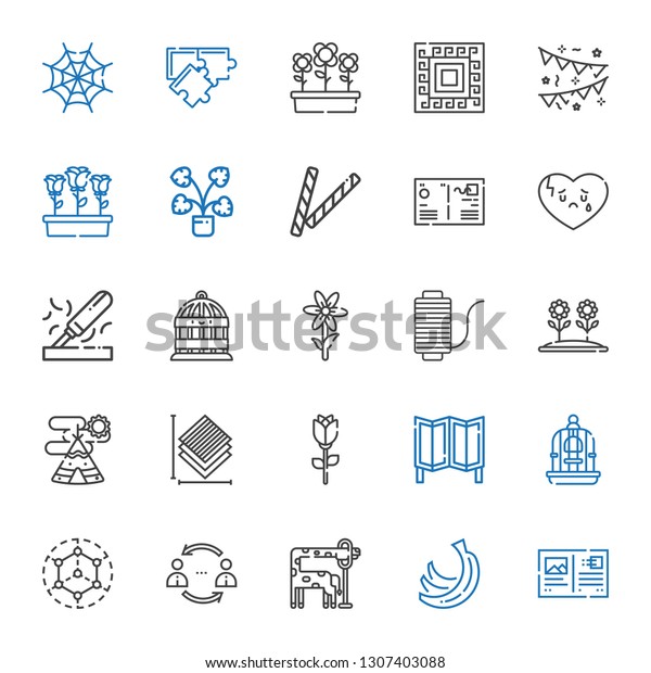 pattern icons\
set. Collection of pattern with postcard, bananas, giraffe,\
network, modeling, bird cage, room divider, rose, layers, indian\
tent. Editable and scalable pattern\
icons.