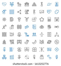 pattern icons set. Collection of pattern with surfboard, pawprints, chinese ink, rose, stars, flower, floor, network, puzzle, terrarium, road. Editable and scalable pattern icons.