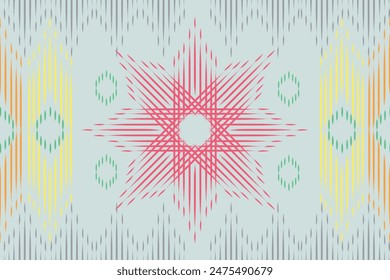 Pattern Ikat style, vector hand drawing design for fabric, ethnic, textile, texture, wrapping paper, wall paper or abstract background.