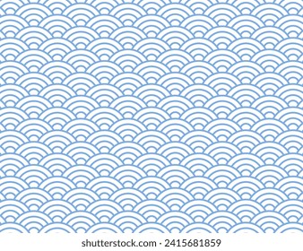 Pattern illustration of blue-green waves blue edition