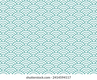 Pattern illustration of blue-green waves green edition