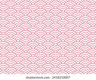 Pattern illustration of blue-green waves red edition