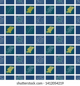 Pattern illustration of colored tropical leaves in a cage