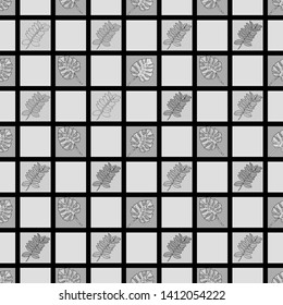 Pattern illustration of colored tropical leaves in a cage