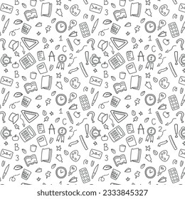 pattern illustration in doodle school style, vector, for paper, packaging, seamless pattern, vector illustration, transparent background