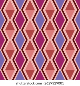 Illustration de motif de tissu avec des formes triangulaires dans les tons de rouge, rose et violet