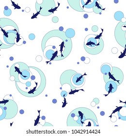 Pattern illustration of fish,
It was simple and drew a fish,
It is a seamless picture,
