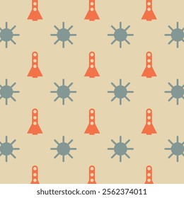 pattern illustration geometric shapes star space rocket retro colors