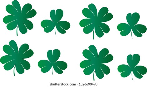 Pattern illustration of green clovers with blue elements