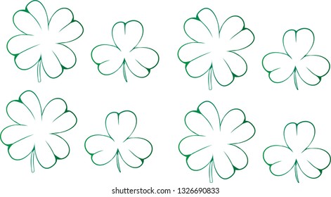 Pattern illustration of green contours of clovers