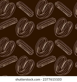 Ilustración de modelos de gráficos de productos hechos a mano y de alta calidad que son perfectos para una variedad de proyectos de comida y negocios de horneado . Esbozo de dibujos a mano dibujado en fondo marrón.