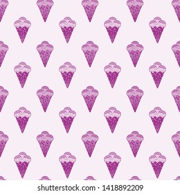Pattern illustration of ice cream balls in a waffle cone