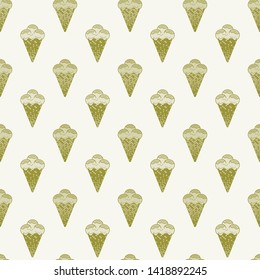 Pattern illustration of ice cream balls in a waffle cone