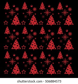 Pattern illustration on christmas trees and snow