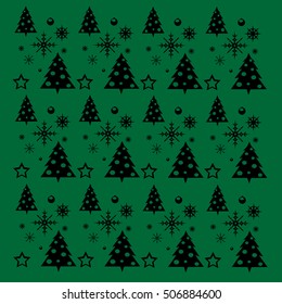 Pattern illustration on christmas trees and snow