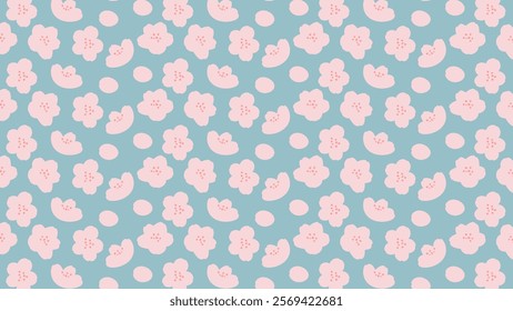 Pattern illustration of pink cherry blossoms.