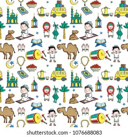 pattern illustration ramadan kareem, cartoon vector of moslem