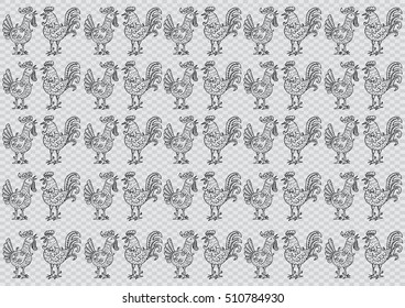  Pattern with illustration of roosters