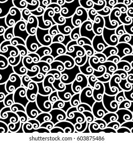 Pattern illustration of seamless black-and-white spirals