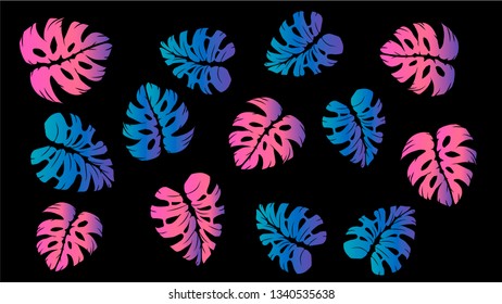 Pattern illustration of tropical leaves