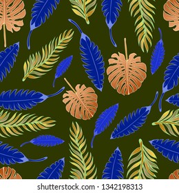Pattern illustration of tropical leaves