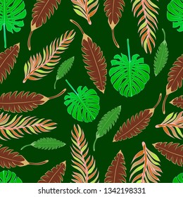 Pattern illustration of tropical leaves
