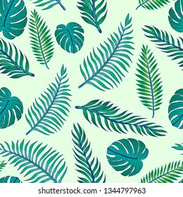Pattern illustration of tropical leaves