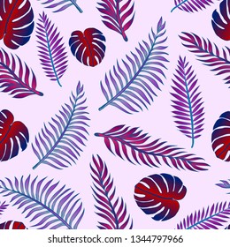 Pattern illustration of tropical leaves