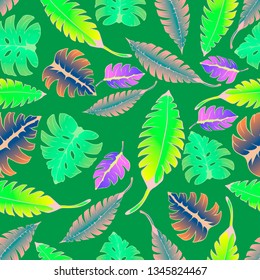 Pattern illustration of tropical leaves