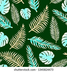 Pattern illustration of tropical leaves