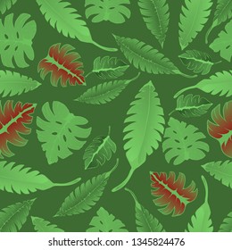 Pattern illustration of tropical leaves