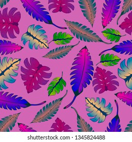 Pattern illustration of tropical leaves
