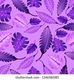Pattern illustration of tropical leaves