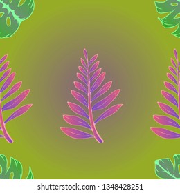 Pattern illustration of tropical leaves