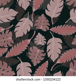 Pattern illustration of tropical leaves