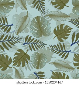 Pattern illustration of tropical leaves